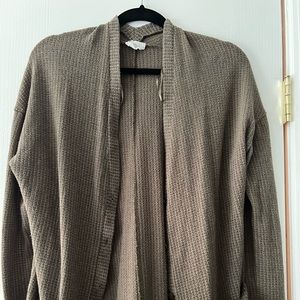 Women’s Olive Green Waffle Knit Cardigan
